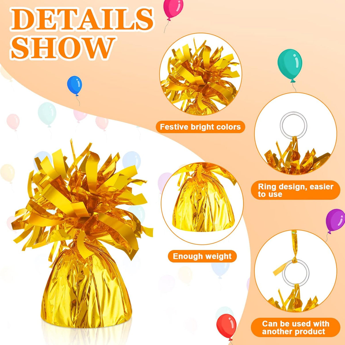 24 Pcs Balloon Weights Metallic Anchor Balloon Holder for Helium Balloons Heavy Table Weights and 1