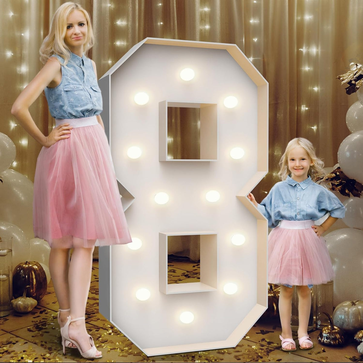 4FT Marquee Light Up Numbers 8,Party Decoration Large Marquee Light Up Letters with Weighted Water