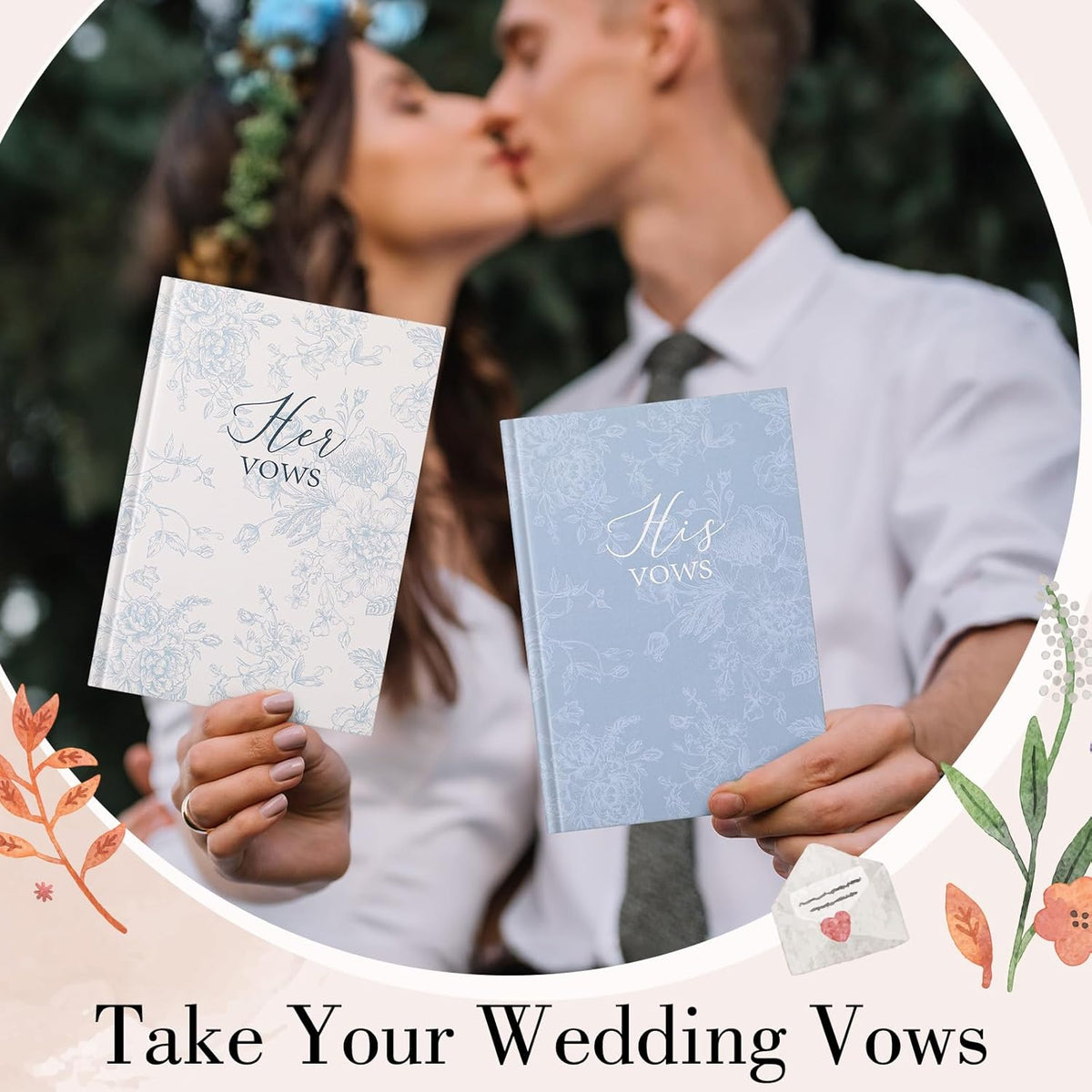 Set of 2 Vow Books His and Hers, Wedding Vow Books (6.06x4.17) Wedding Keepsake Essentials Elegant