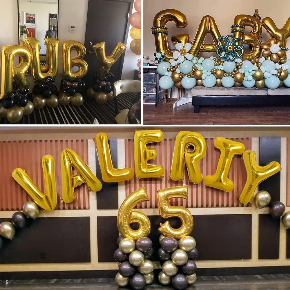 TONIFUL 40 Inch Large Gold Letter A Foil Balloons Alphabet Balloons