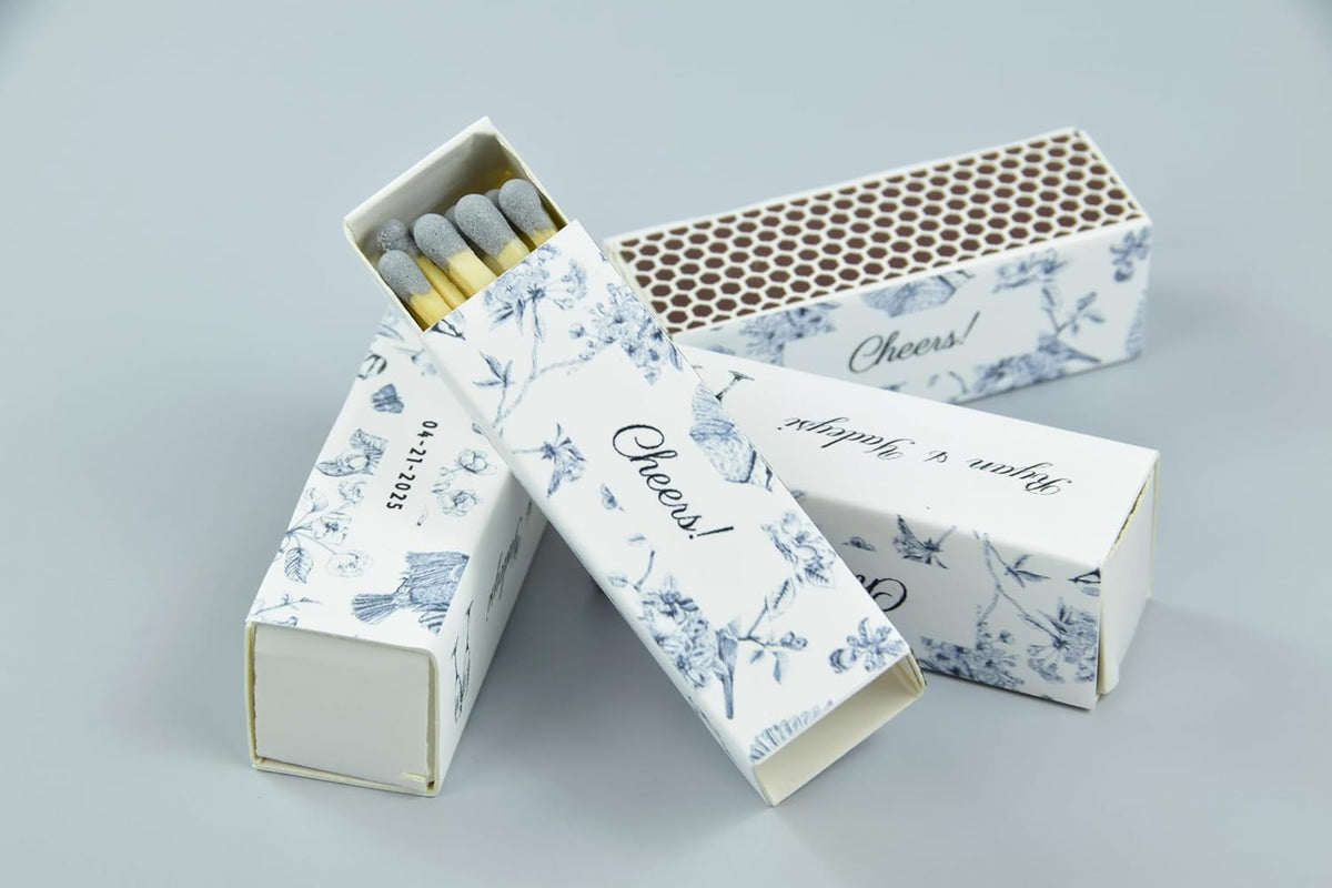 Custom Matchboxes - Set of 10 - Personalized - 2" Inch Long - Colorful Matchsticks - Weddings