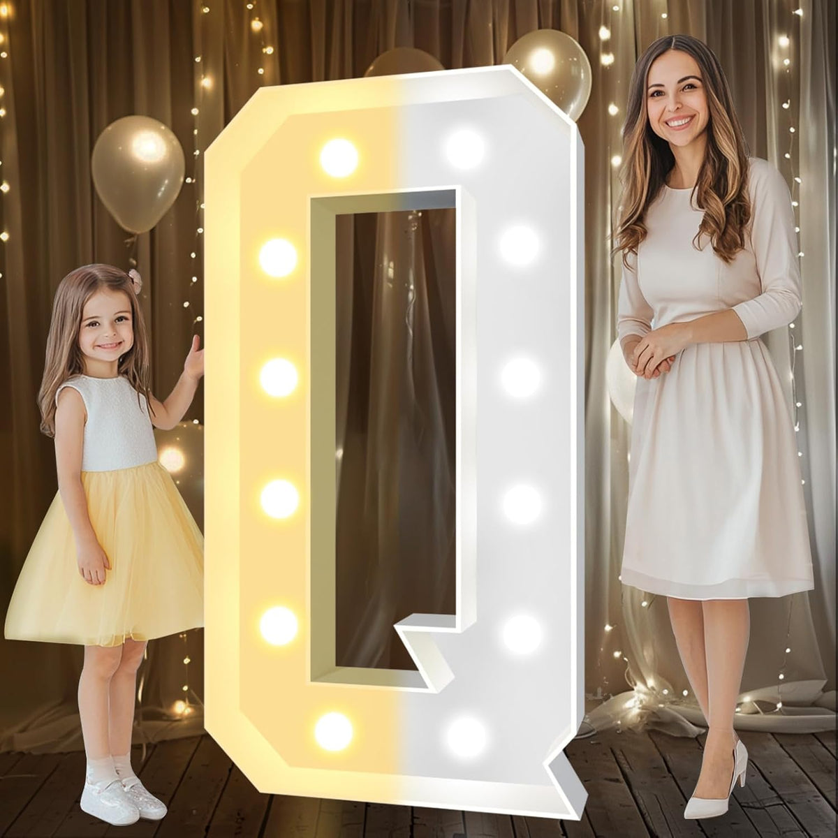 Pooqla 4 FT Marquee Light Up Letters, Cool White and Warm White Marquee Letter 4 Feet Tall, Giant