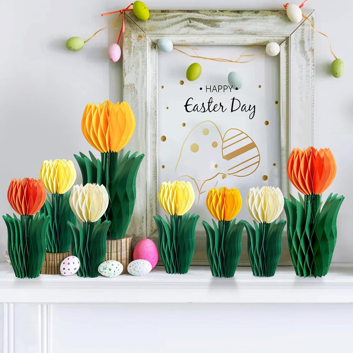 SUNBEAUTY 8 PCS Flower Honeycomb Decoration Tulip Honeycomb Decoration Mother's Day Decoration