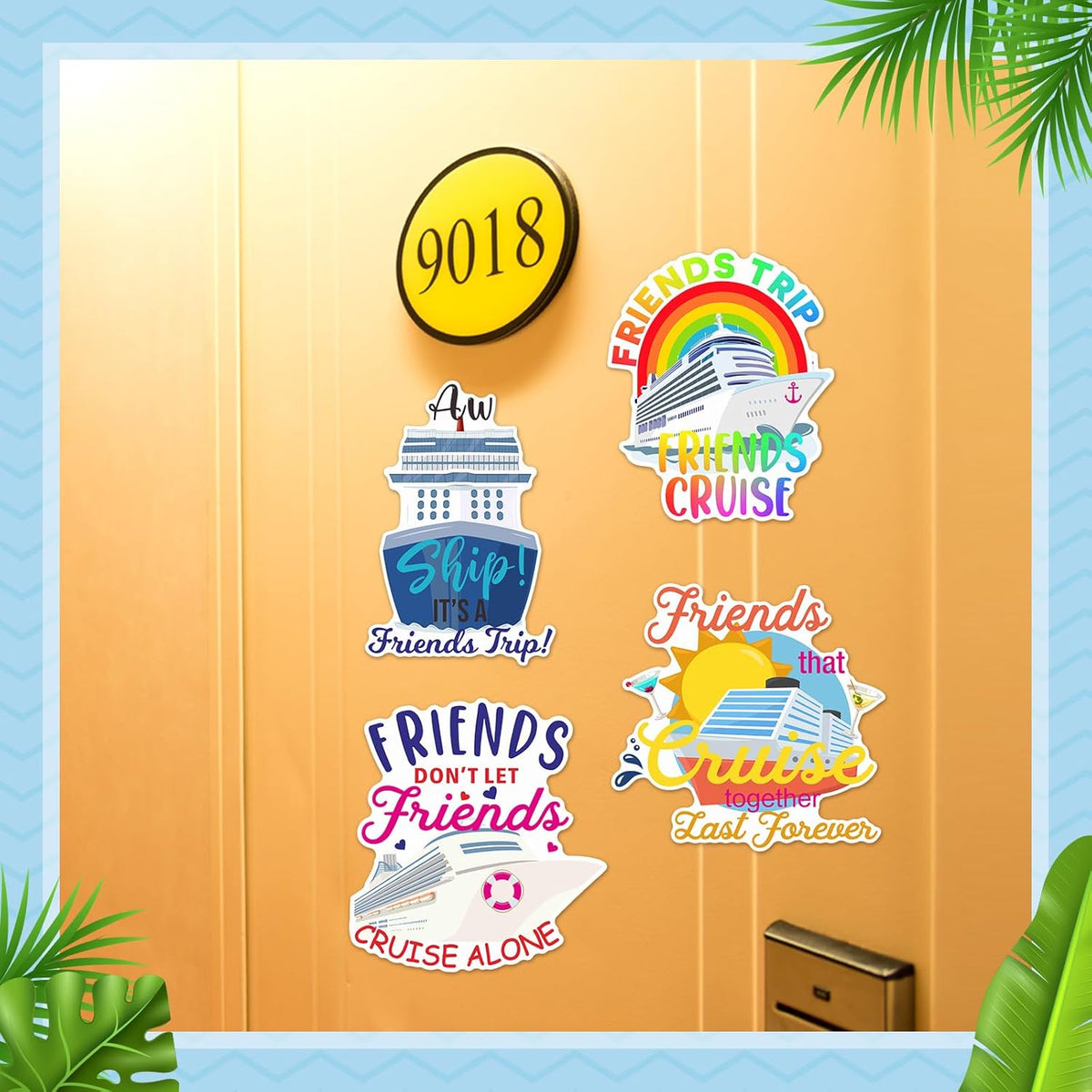 Hoteam 4 Pcs Friends Cruise Door Decorations Magnetic Large Friends Cruise Ship Door Magnets Funny