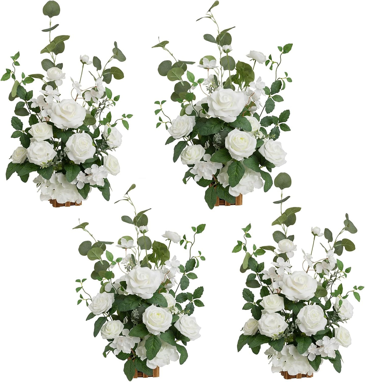 Ling's moment 17.5" Tall Standing Artificial Flowers Arrangements 4 pcs Wedding Aisle Runner Chair