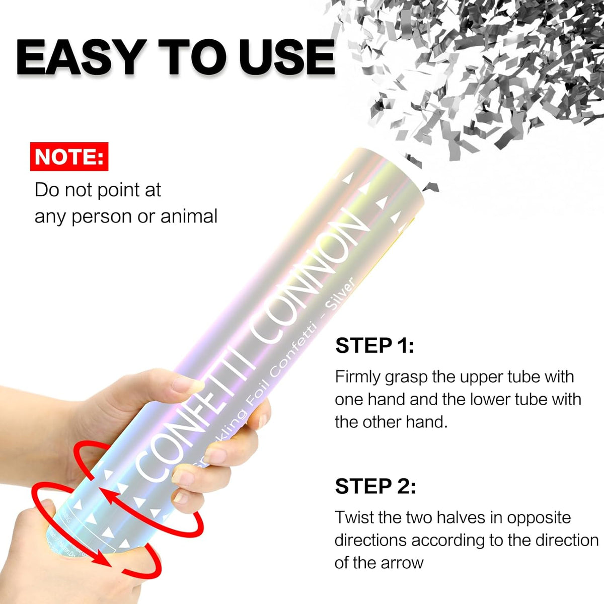 12Pack Sliver Confetti Poppers - 12inch Confetti Cannon for Weddings, Graduations, Birthdays & New