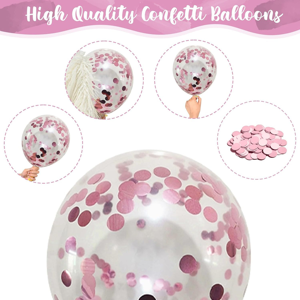 Pink and Blue Balloons Set, 35 Pack Pastel Pale Blue Pink Confetti Latex Balloons, 12 Inch Light