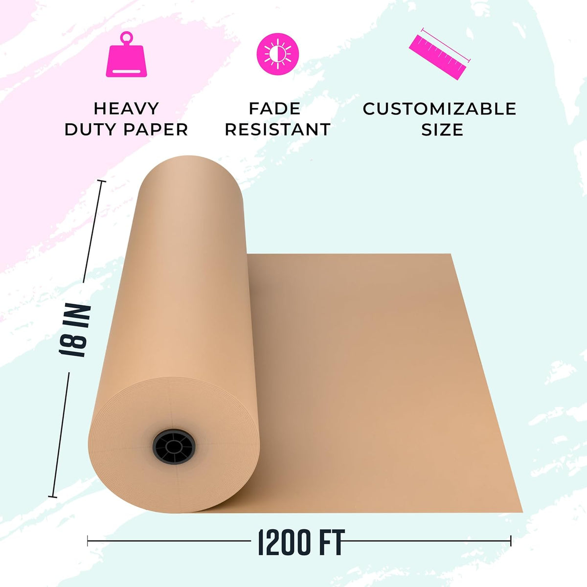 Bryco Goods Brown Kraft Paper Roll - 18" x 1200' (14,400") - Made in USA - Ideal for Gift Wrapping