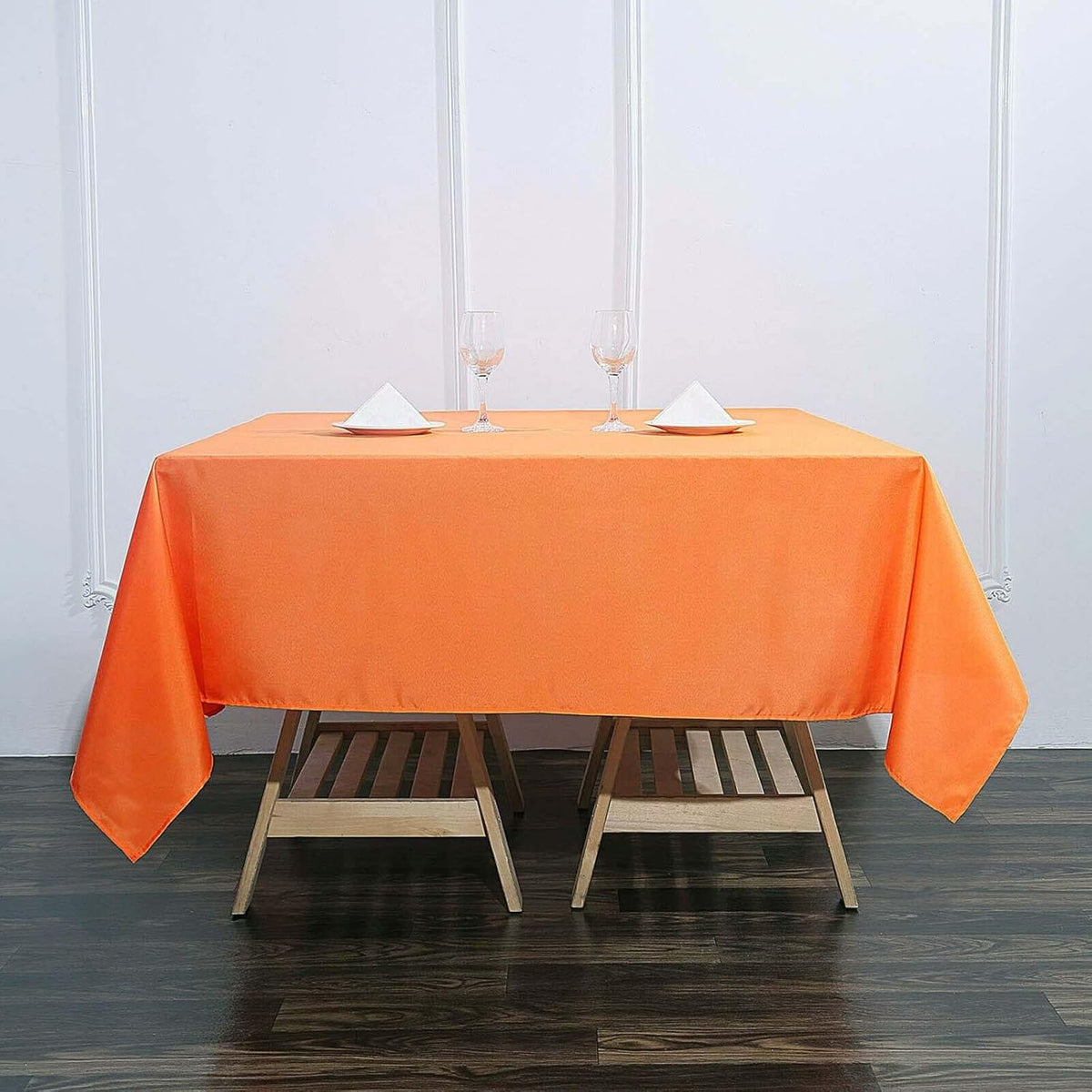 Efavormart 70" Premium Square Polyester Tablecloth for Wedding Kitchen Dining Events - Orange