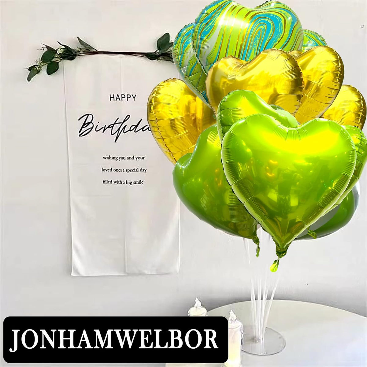 Jonhamwelbor 20Pcs 18 inch Gold Foil Mylar Heart Shape Balloons Decorations Valentines Birthday