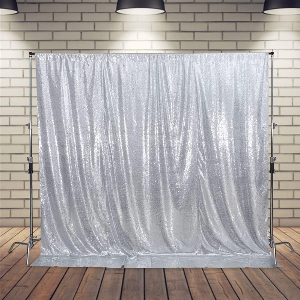 Eternal Beauty Silver Thick Sequin Backdrop, 10x10 Ft Glitter Background Curtains for Shimmer