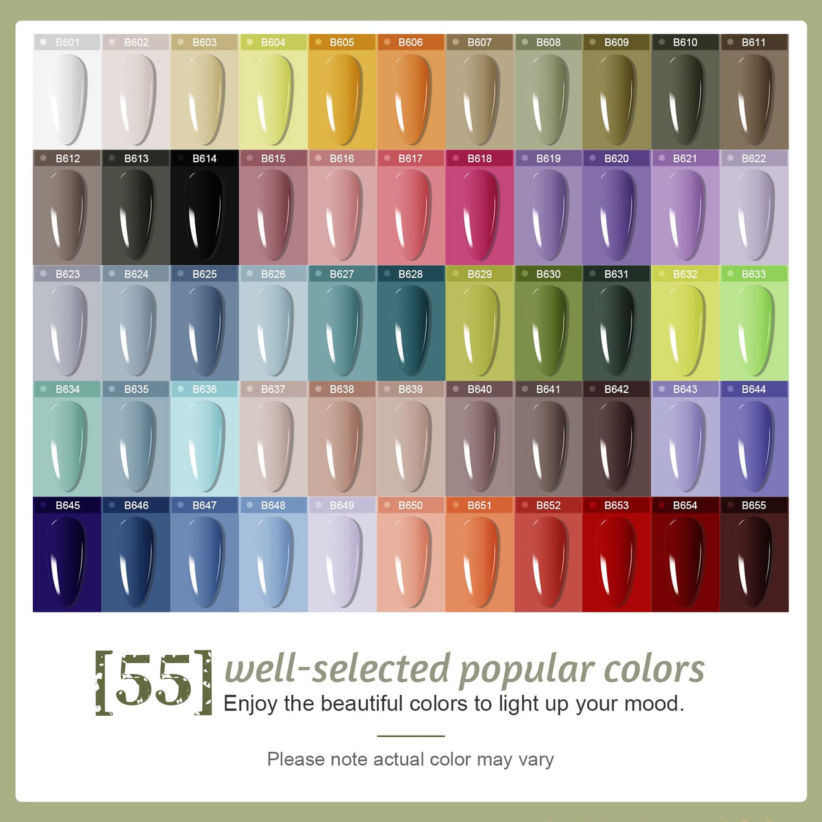 JODSONE 60 PCS Gel Nail Polish Kit with U V Light 55 Colors No Wipe Beautiful Colors Nail Gel