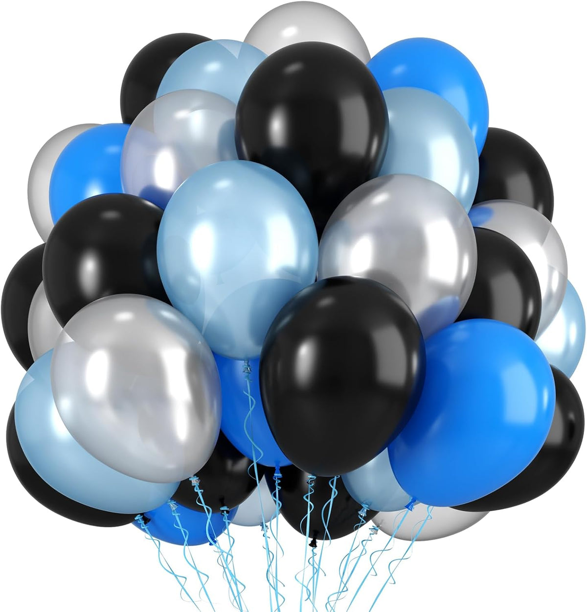 Blue and Black Balloons,12 Inch Dark Blue and Silver Black Pearl Light Blue Balloons for Boys