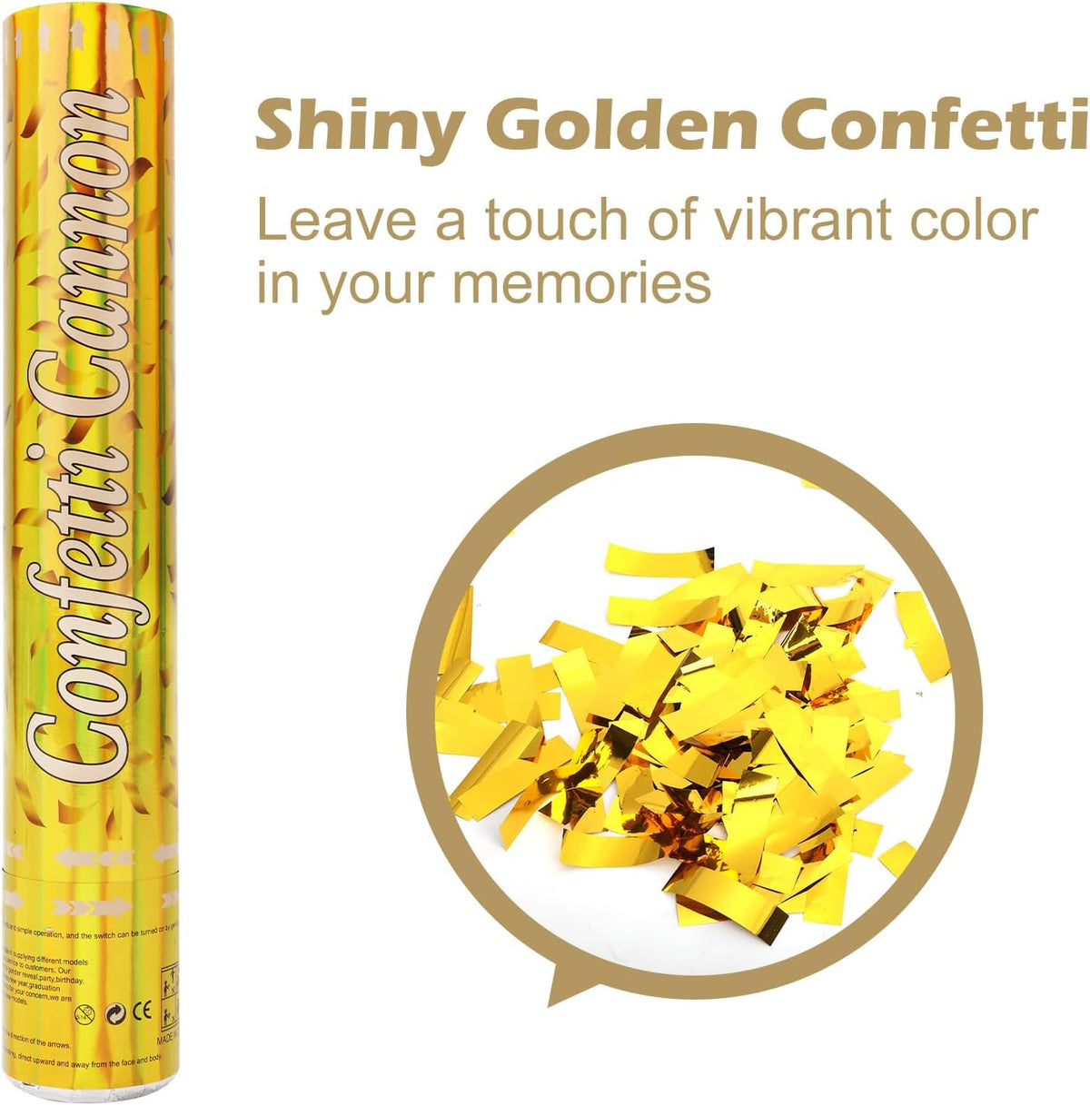 Tamodan 5 Packs Confetti Poppers,12 inch Confetti Cannon,Gold Party Poppers Confetti Shooters for