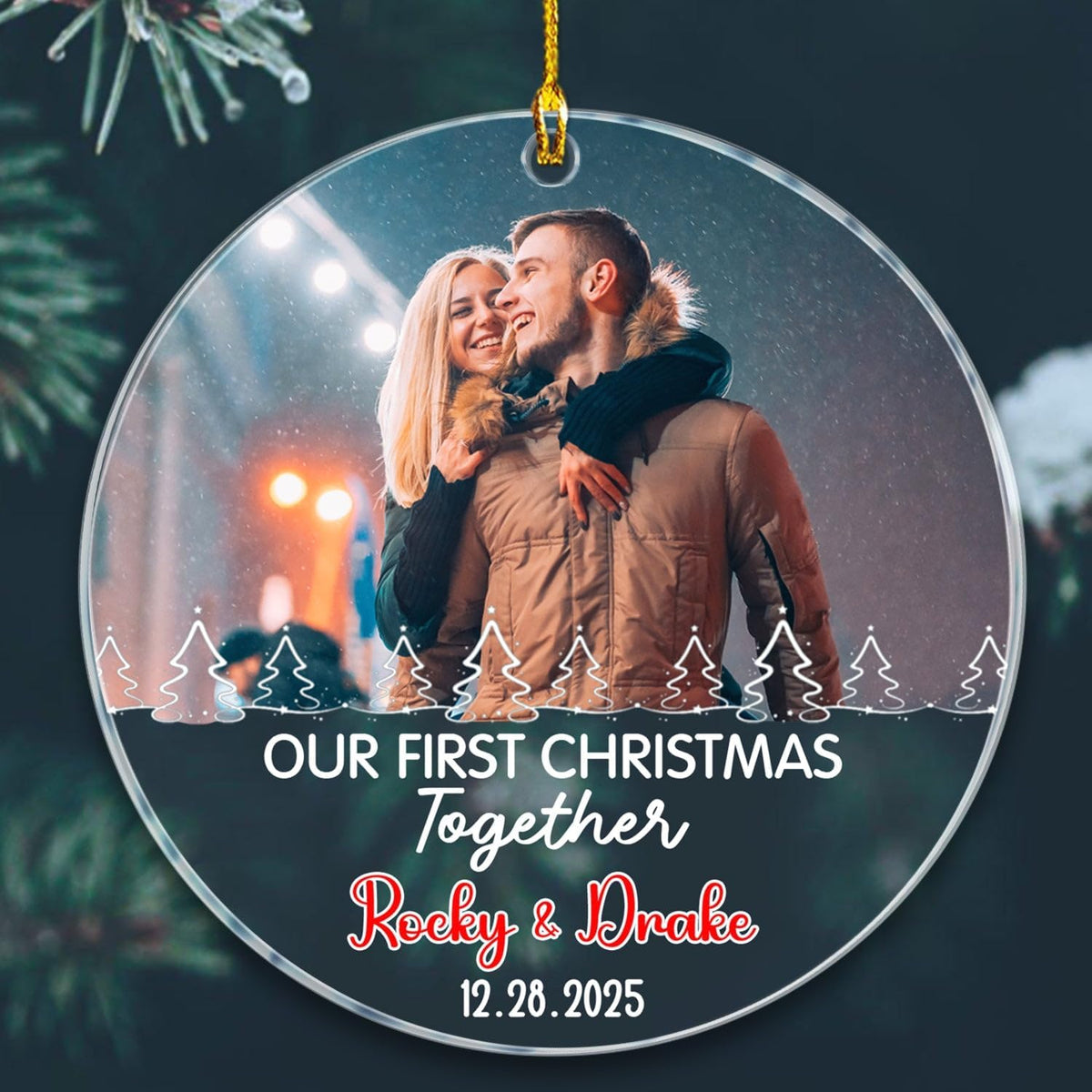 Personalized Our First Christmas Together Ornament 2025, Upload Photo Mr & Mrs Together Ornament