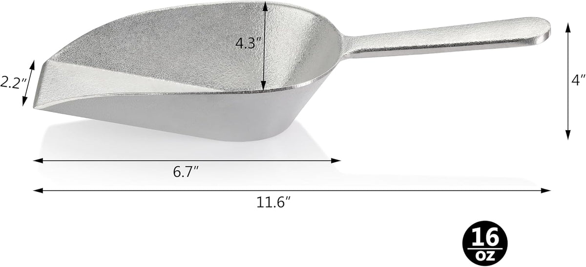 New Star Foodservice 34707 One-Piece Cast Aluminum Flat Bottom Bar Ice Flour Utility Scoop