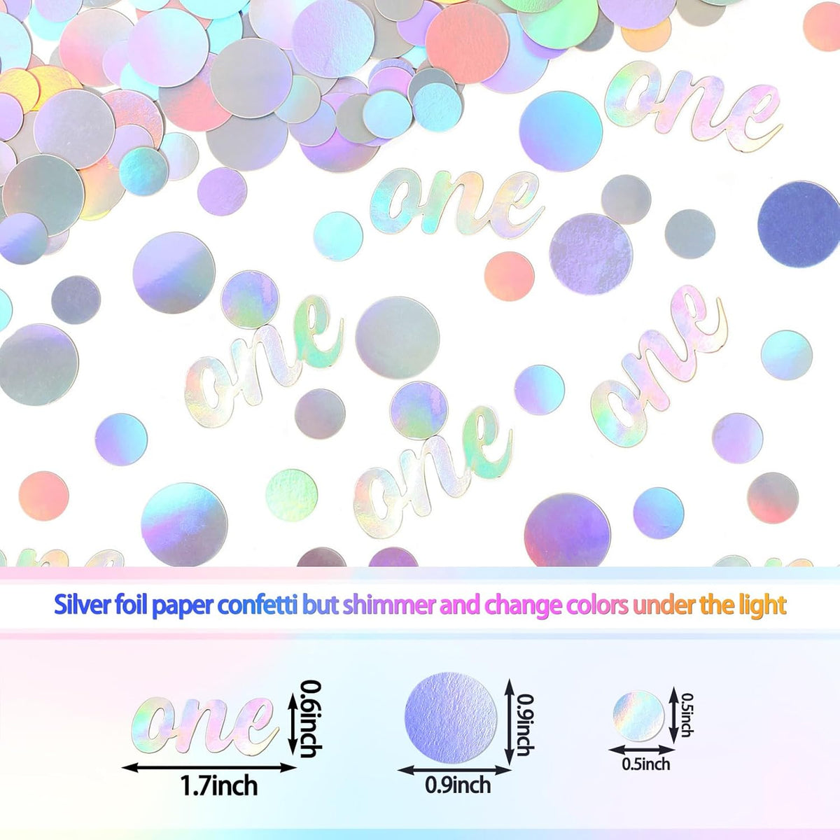 One Birthday Confetti Iridescent Baby First Birthday Decorations Circle Table Scatter Baby Shower
