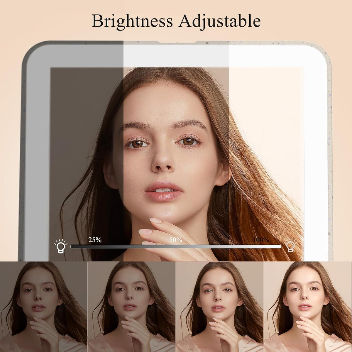 FUNTOUCH Rechargeable Travel Makeup Mirror with 72 Led Lights, Portable Lighted Makeup Mirror, 3