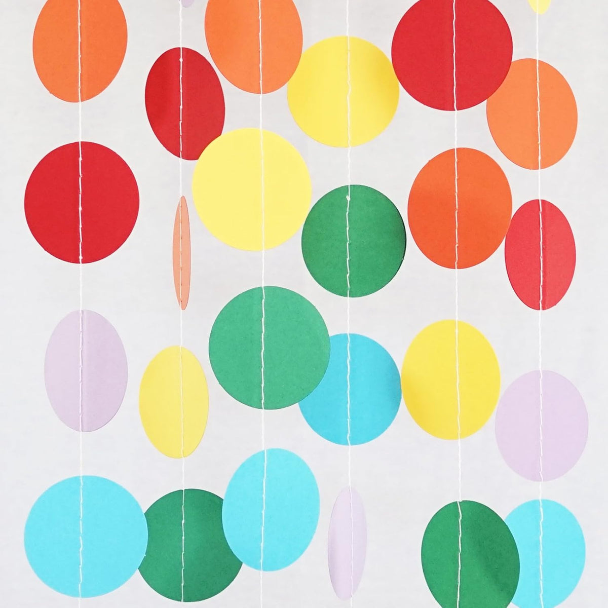 Circle Dots Paper Party Garland Streamer Backdrop (4-Pack, 10 Feet Per Garland, 40 Feet Total)