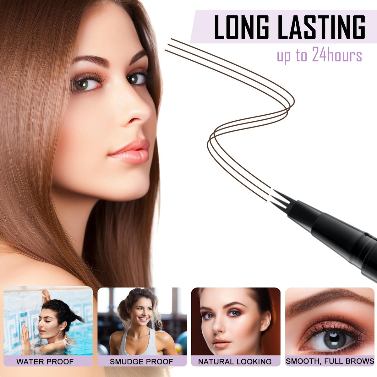 LAVONE Eyebrow Pencil, 2-In-1 Waterproof Eyebrow Pen, with 3 Tip Microblading Eyebrow Pen and