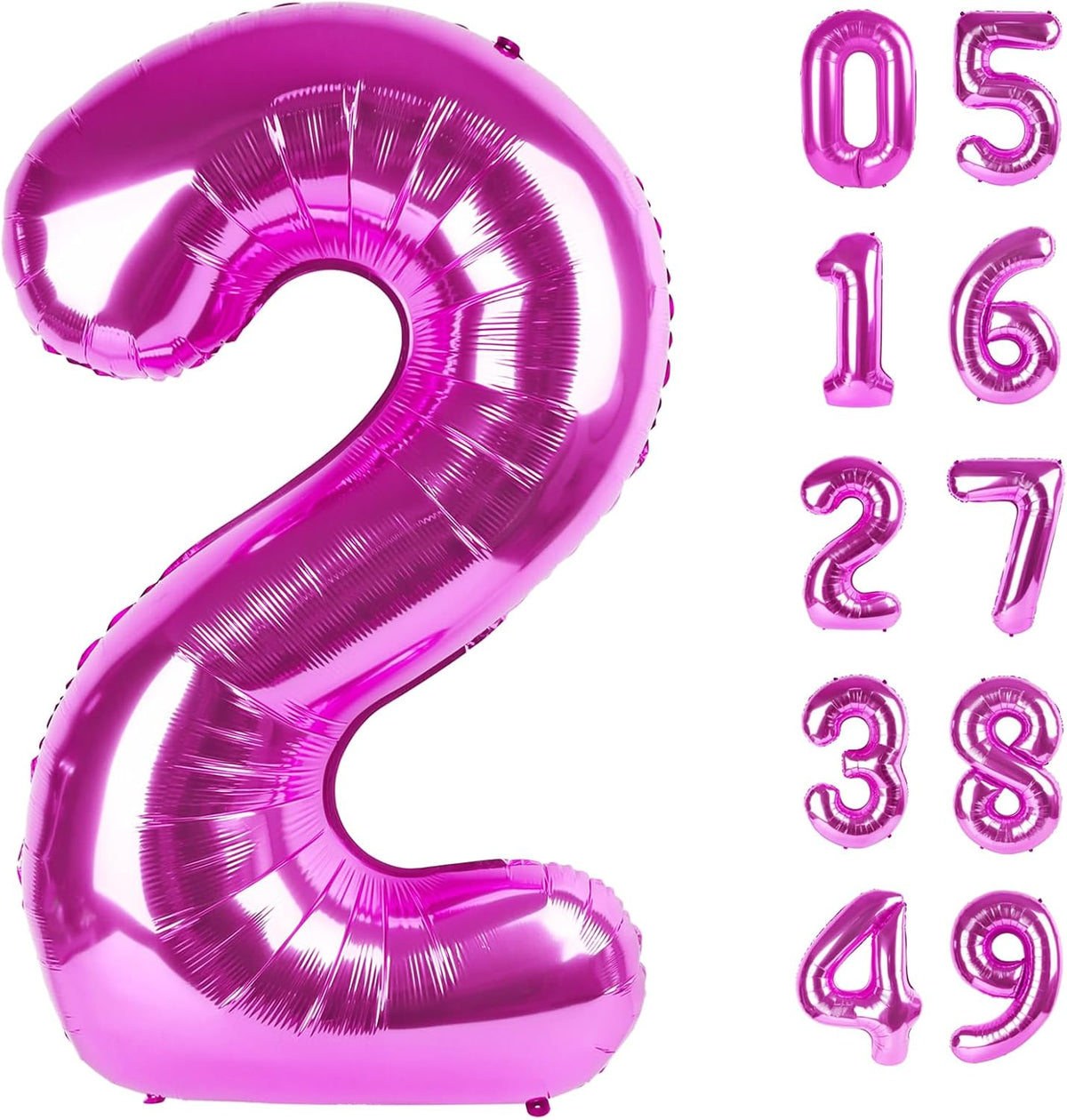 Rosy Purple 40 Inch Big Number Balloon Birthday Decoration, Number 2 Helium Balloon 12 20 22 23 24