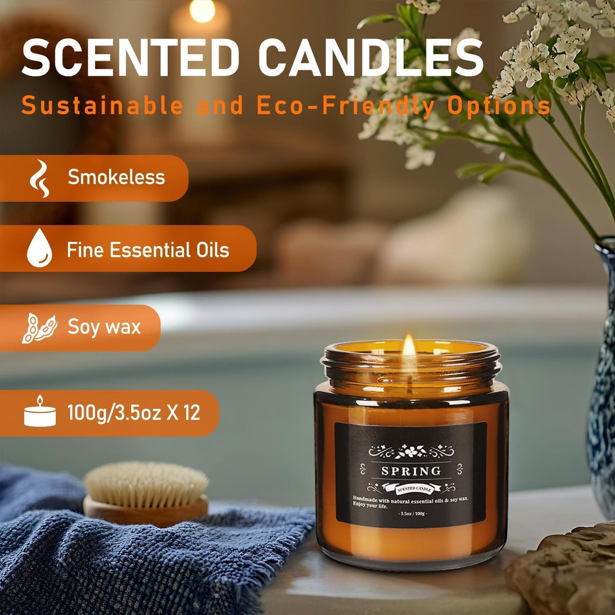 12 Pcs Scented Candles with Added Natural Essential Oils, 3.05oz, Suitable for Various Festivals