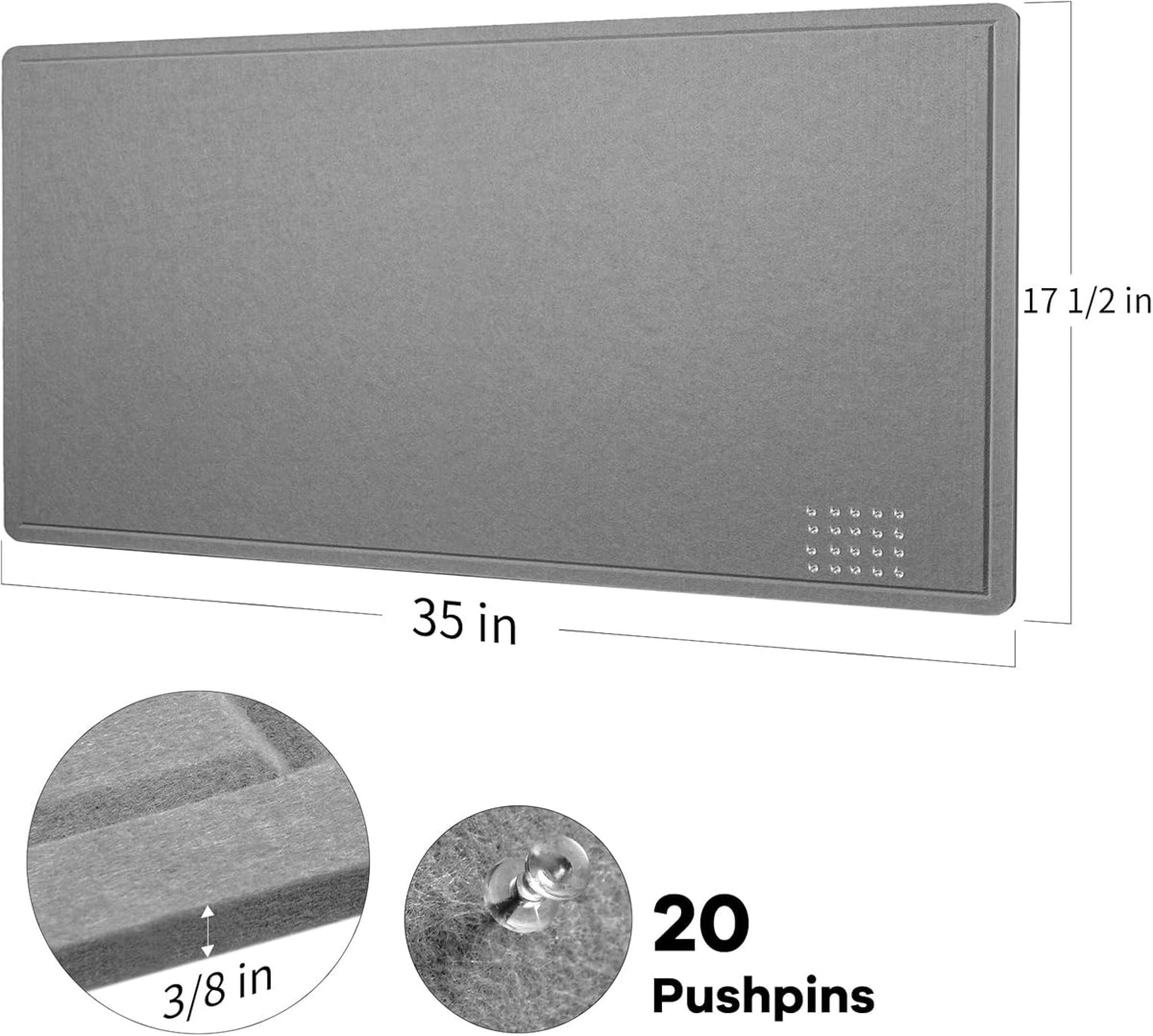 Bulletin Board, 35 x 17 1/2 inches Felt Board - Decorative Pin Board, Cork Board Alternative for