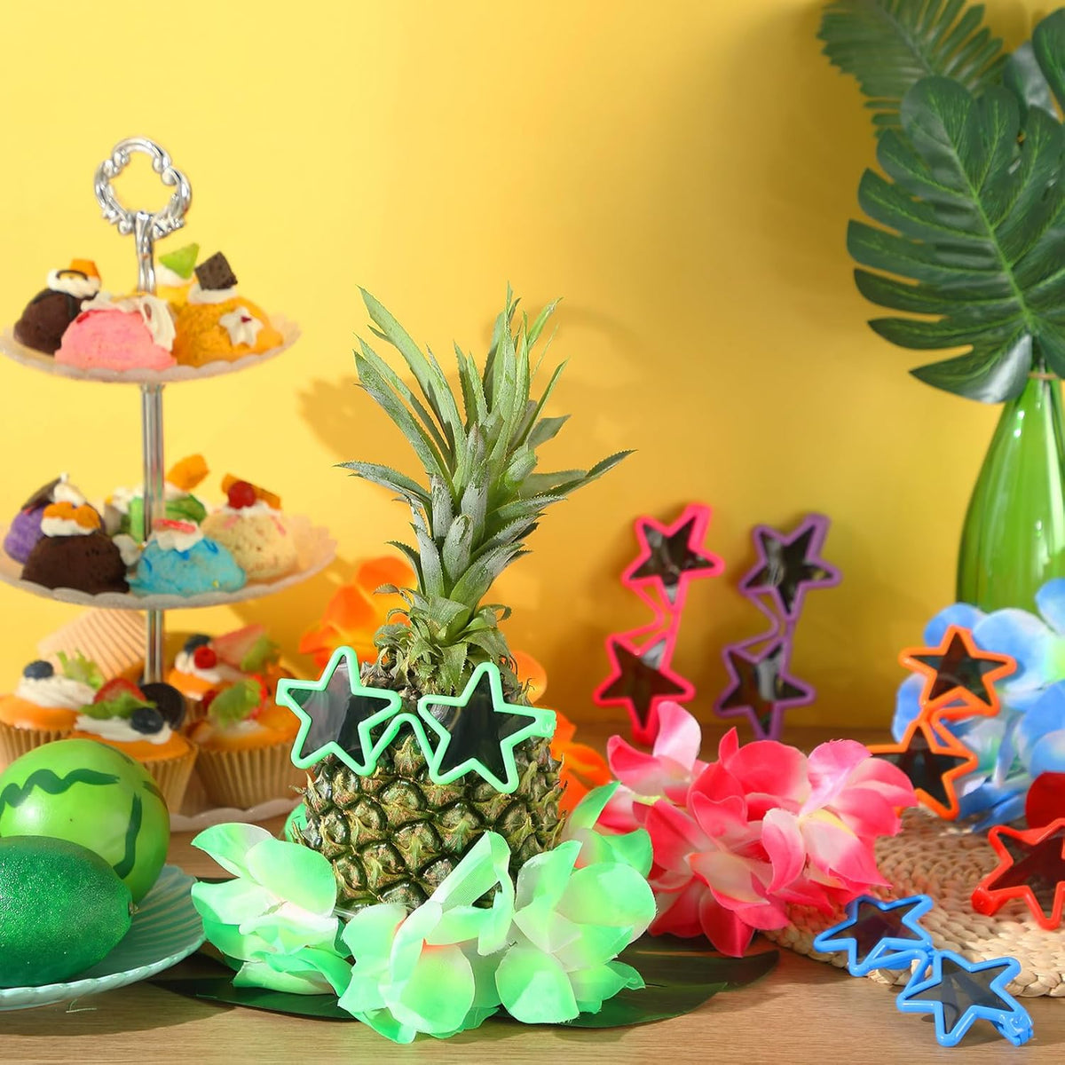 6 Sets Hawaiian Table Centerpieces Pineapple Luau Party Table Decorations Tropical Decor for Beach