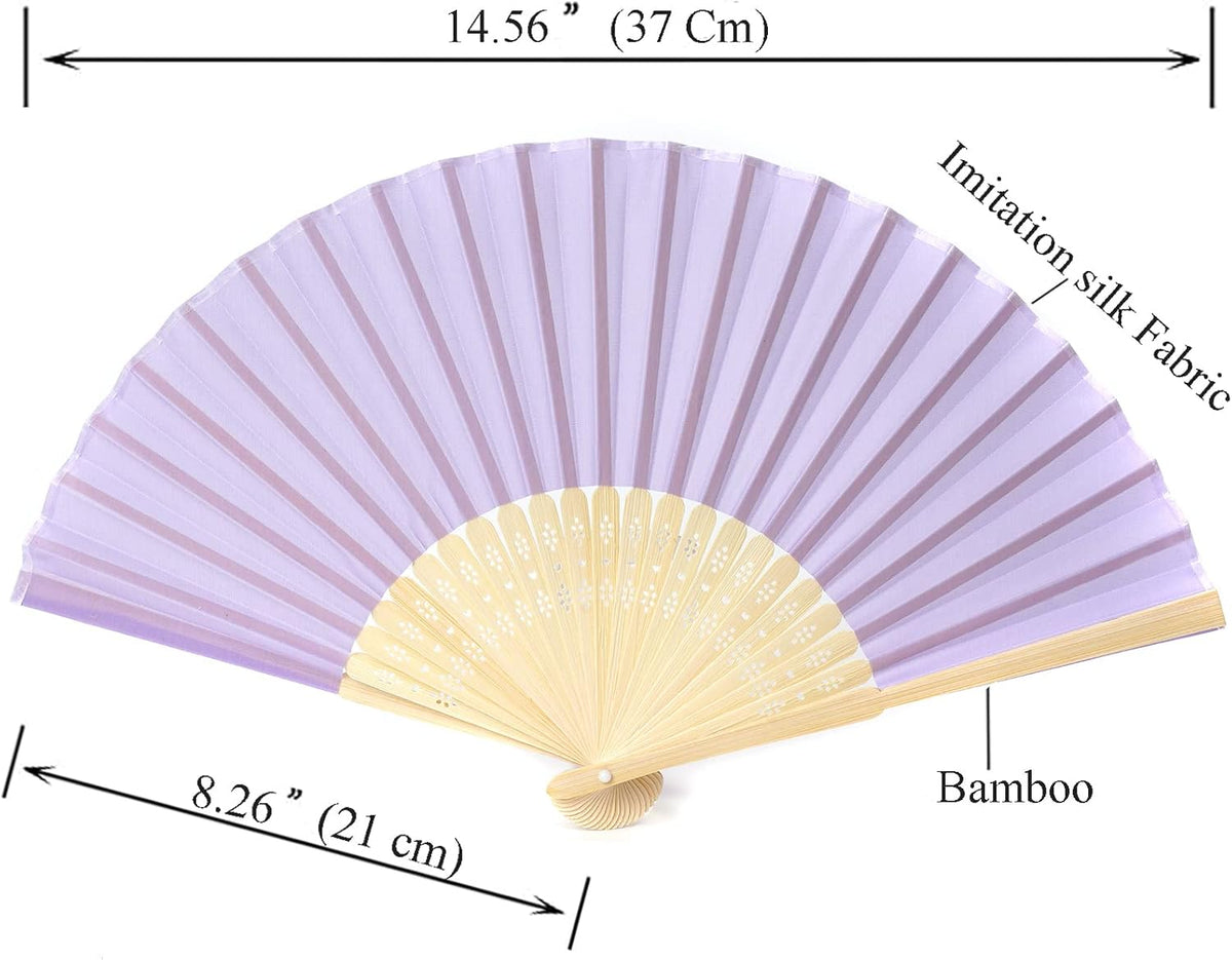24pcs Imitated Silk Hand Fan Imitated Silk Fabric Bamboo Handheld Folded Fan Bridal Dancing Props