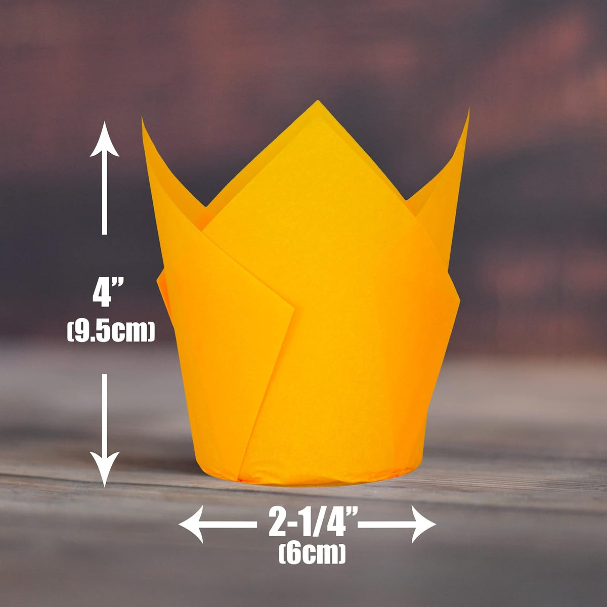 Orange color Large size Tulip Baking Cups 2-1/4"(Base diameter) x 4"(Wall height) Parchment paper