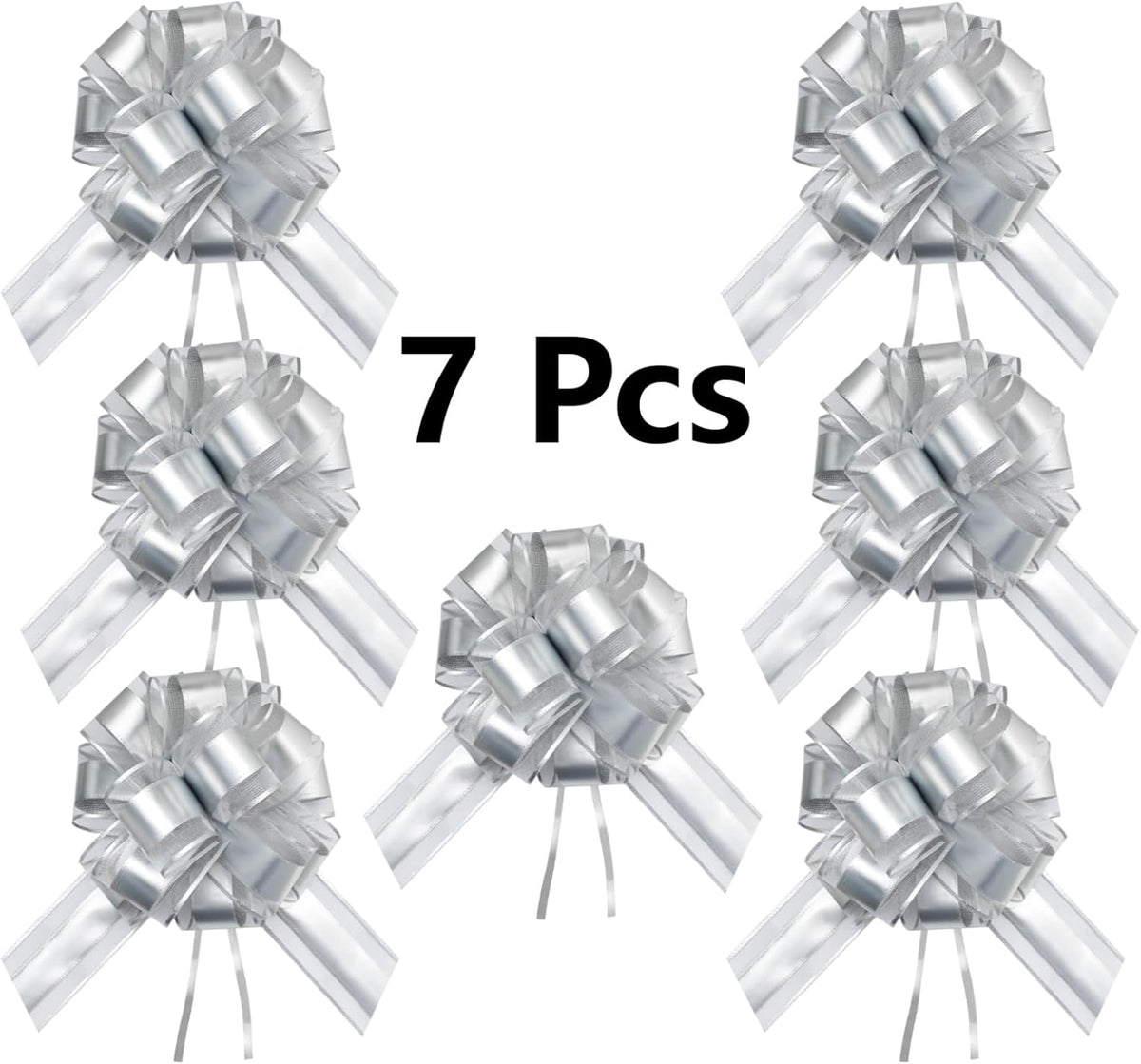 7 Pieces Large Pull Bows, 6 inche, Big Bow for Gift Wrapping, Christmas Party Birthday Gift