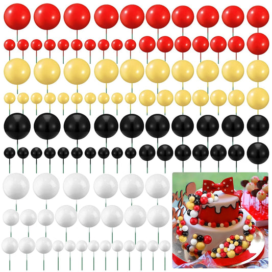108 Pcs Balls Cake Topper DIY Cupcake Insert Foam Balloons for Cake Baking Wedding Anniversary