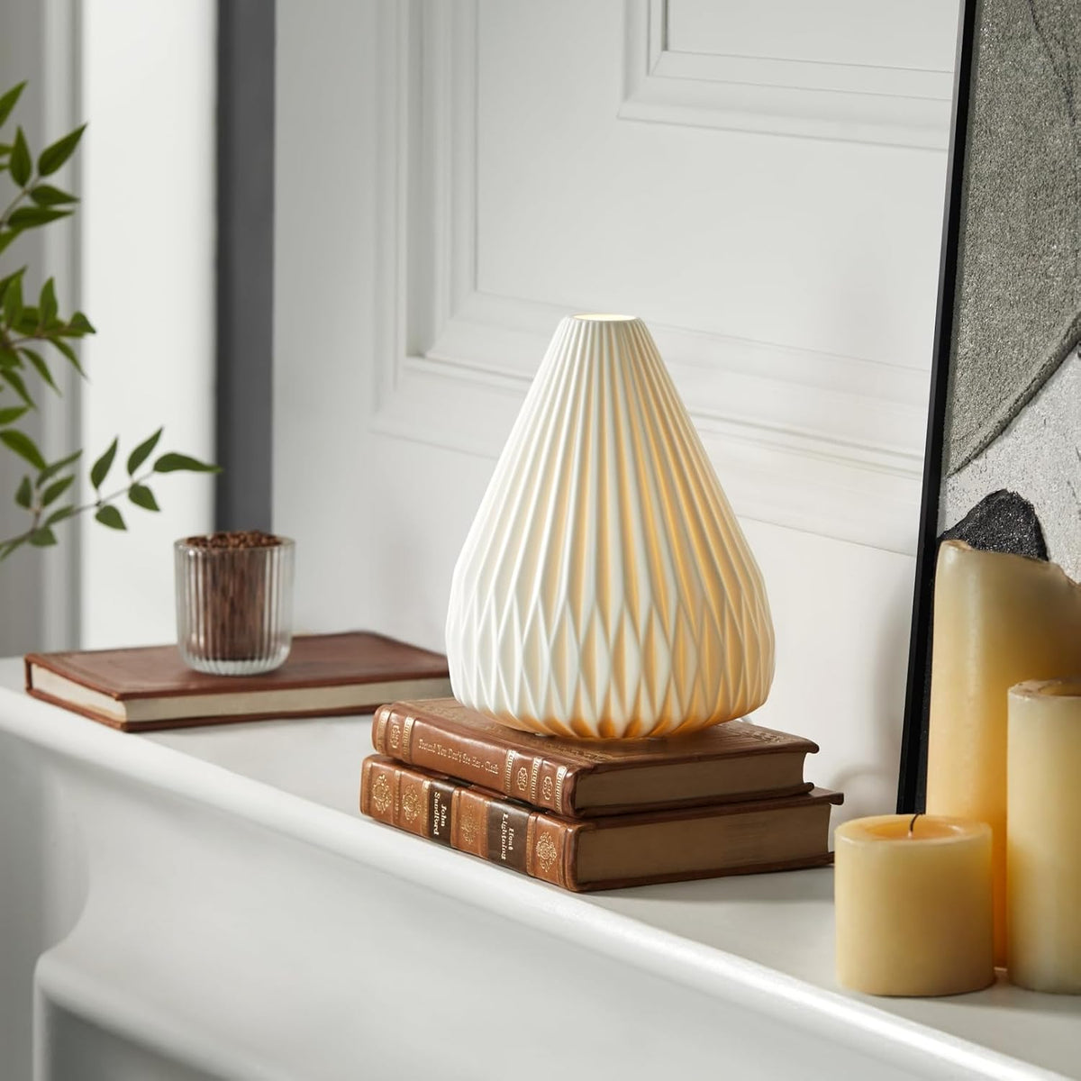 RONDURE 9.1" Modern Ceramic Table Lamp, Modern Bedside Lamps for Bedroom, Living Room and