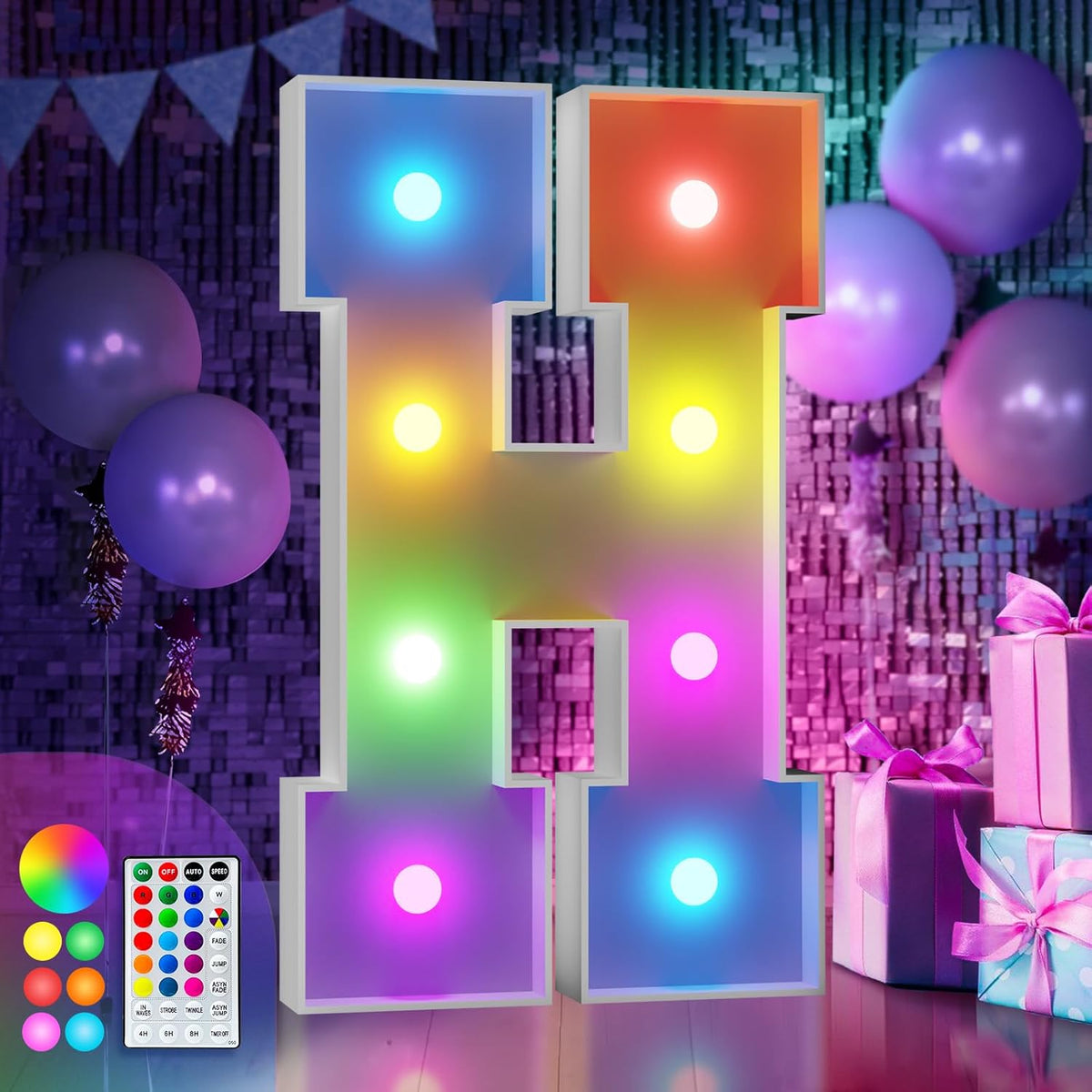 imprsv 3FT Colorful Marquee Light Up Letters G, 18 Colors Large Light up Letters Alphabet Sign with