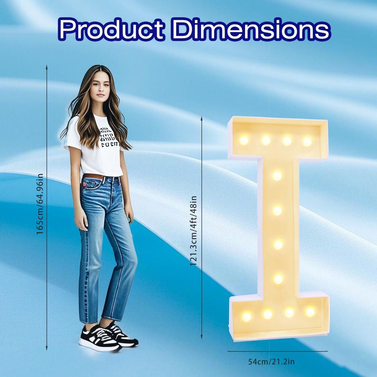 4FT Marquee Plastic Letters I - Light up Letters I Are Made from Corrugated Plastic Board - Quick