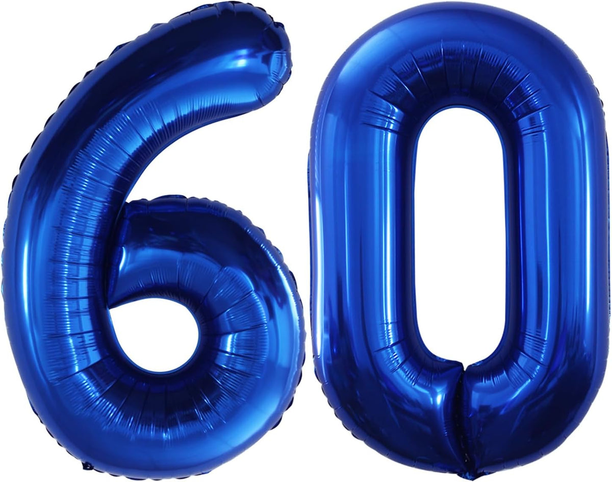 GOER Number 60 Balloons for 60th Birthday Party Decorations,42 Inch Jumbo Foil Helium Balloons for