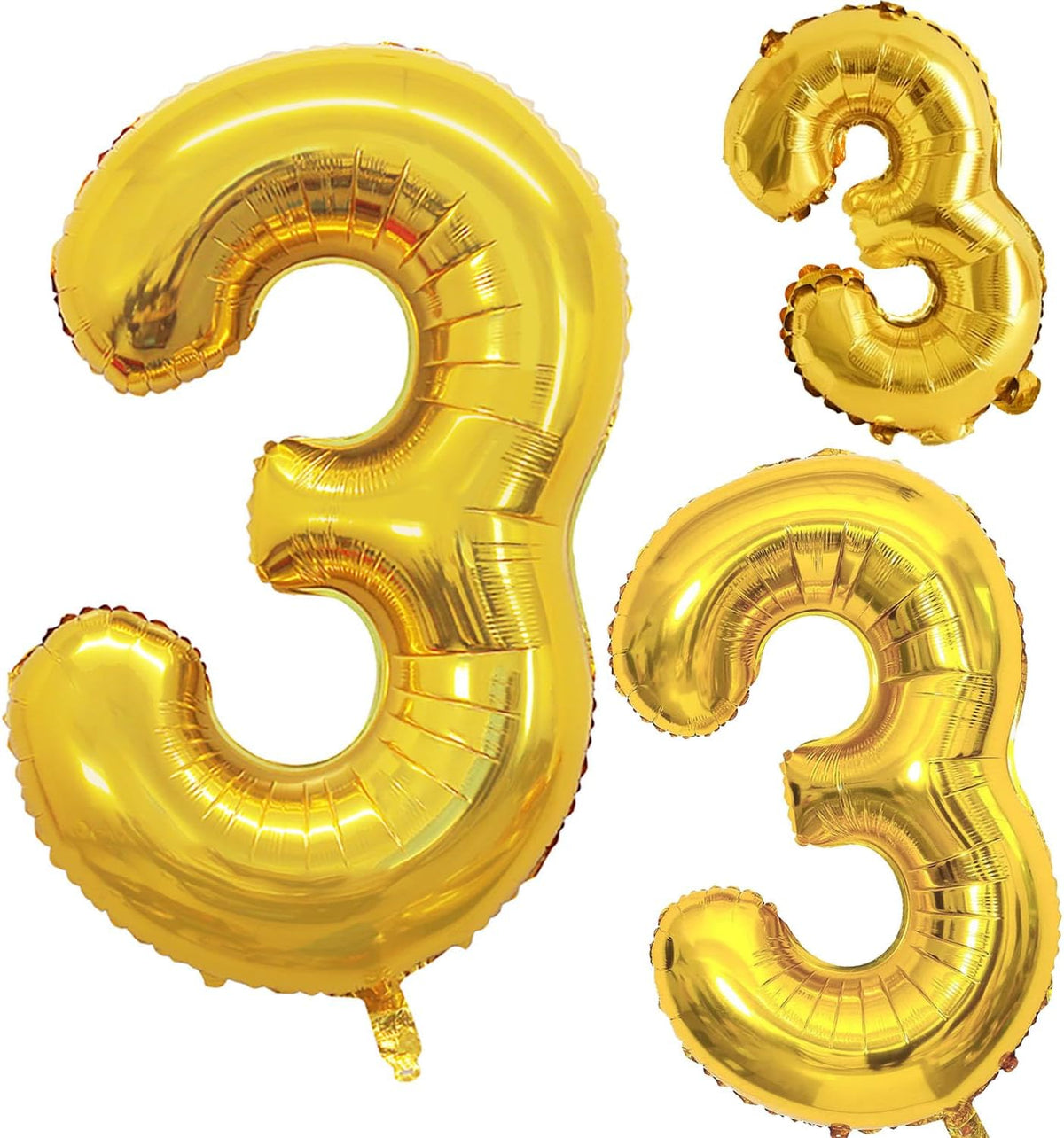 GOER Gold Foil Balloons Number 3,Huge Number Balloons for 3rd Birthday Party Supplies Anniversary
