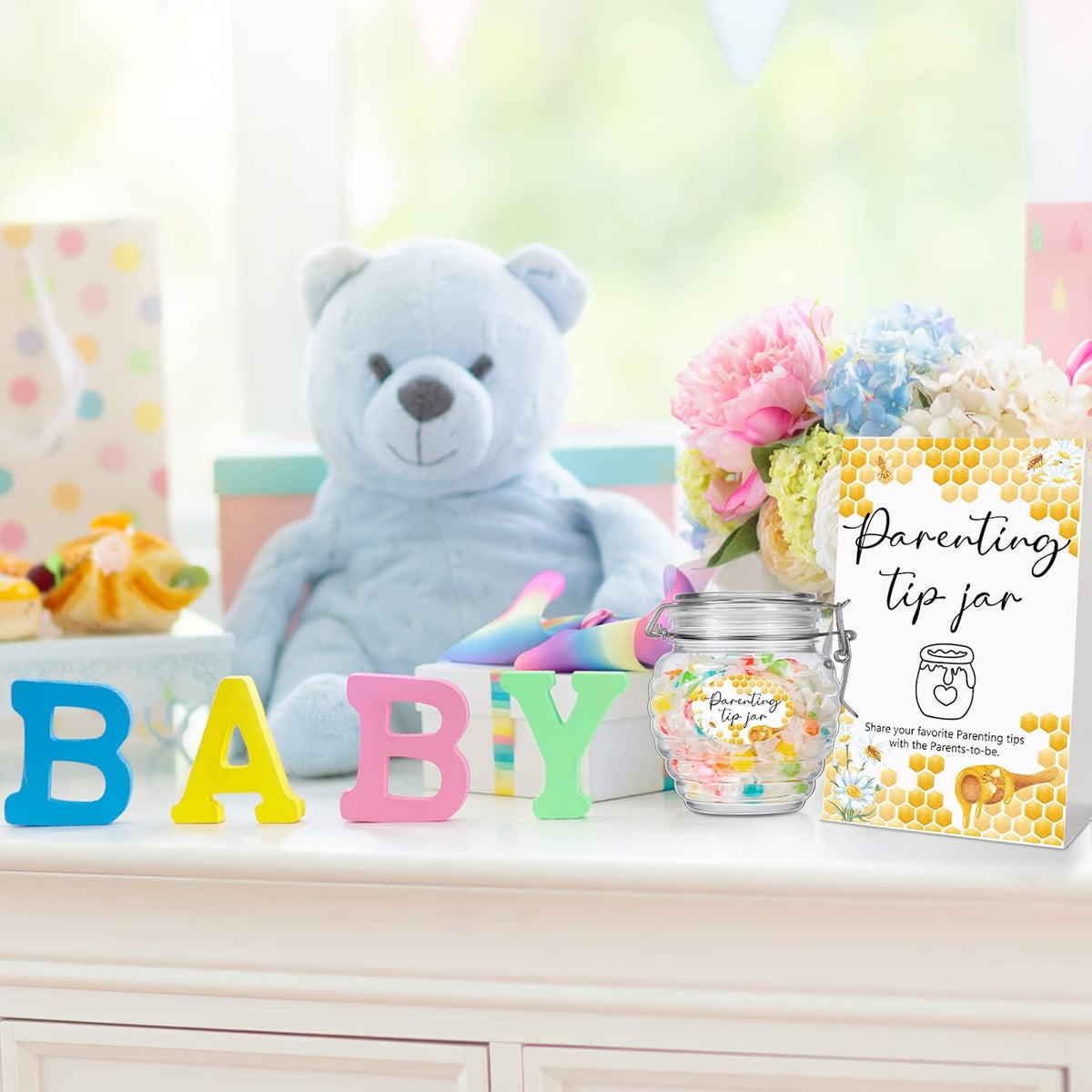 Roowest Baby Shower to Baby Advice Cards for New Parents to Be - Tip Jar Sign for New Parents 60