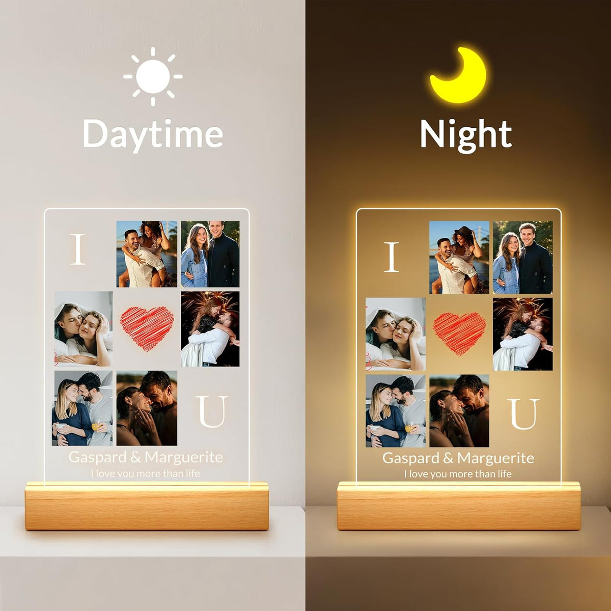 Personalized Photo Frame with Night Light, Custom Picture Frames with Photo, Customized Acrylic