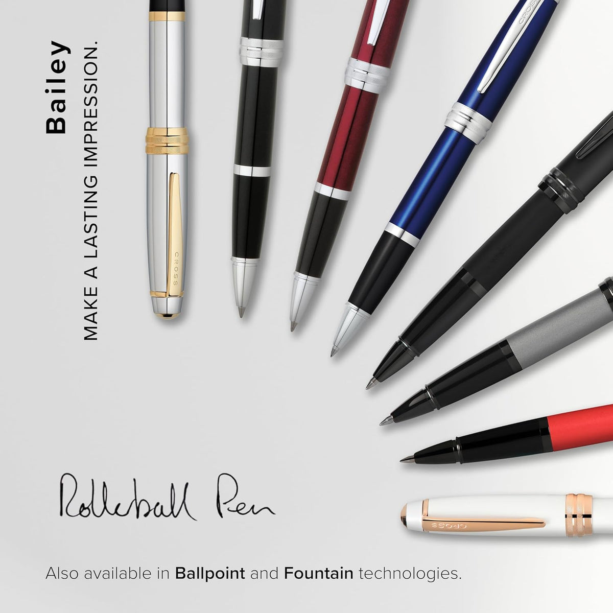 Cross Bailey Refillable Rollerball Pen Presented in a Premium Gift Box - Medium Point, Black Ink