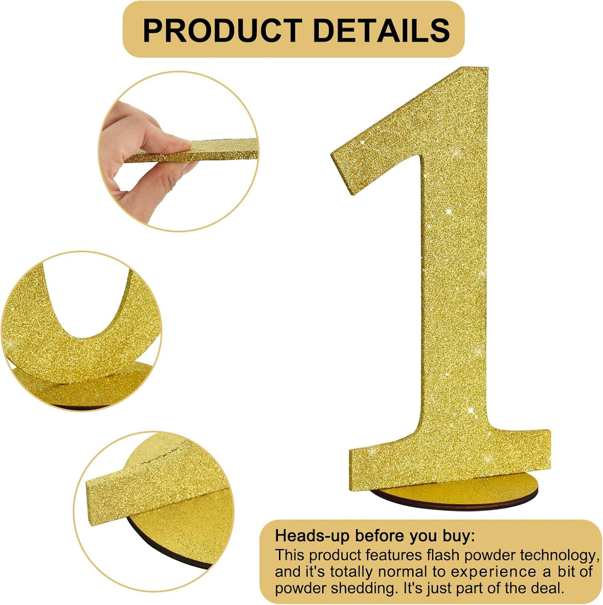 TONIFUL 11.8 Inch Gold Glitter Numbers Table Centerpieces 0-9 Birthday Party Decorations,Shining