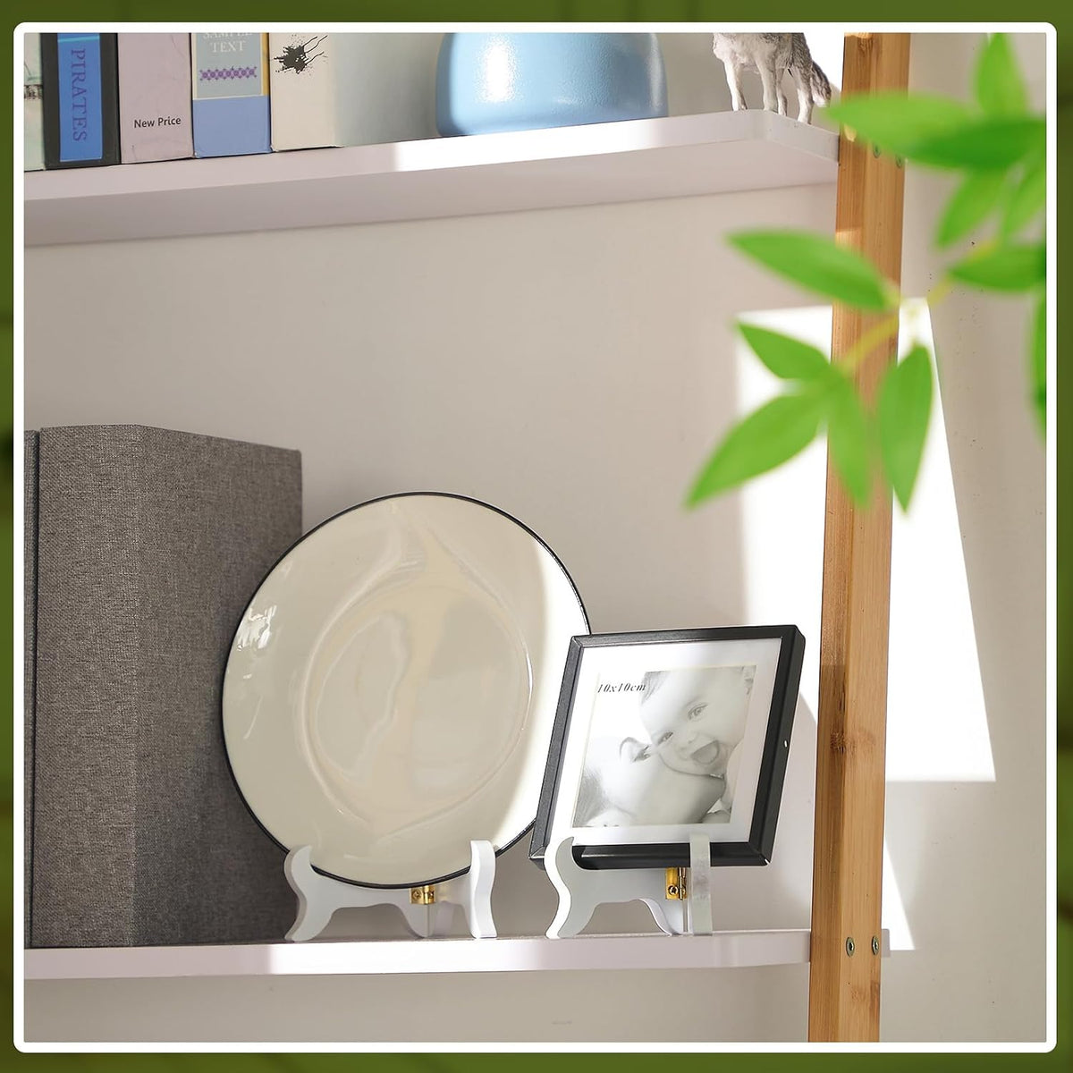 Tatuo 4 Packs Wooden Display Stand Decorative Plate Stands for Display Picture Frame Holder