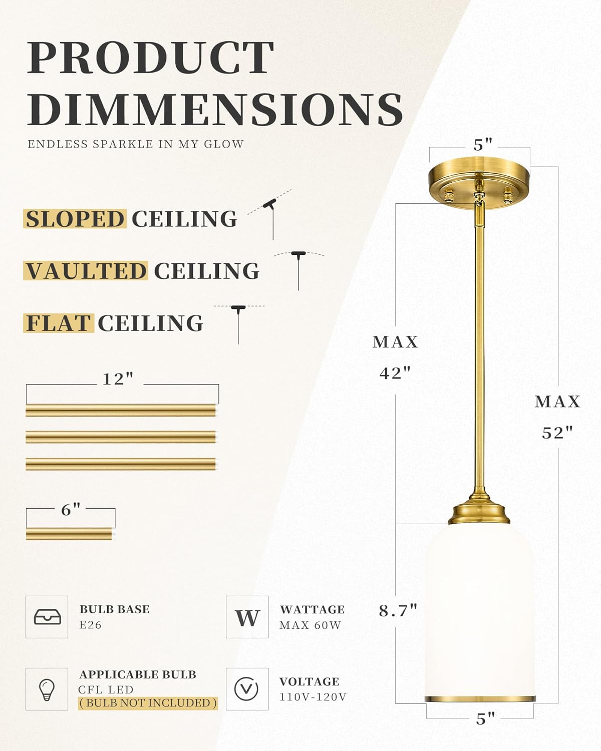 LIROUVET 2 Pack Pendant Lights, Vintage Hanging Lamp, Brushed Gold Pendant Lights Kitchen Island