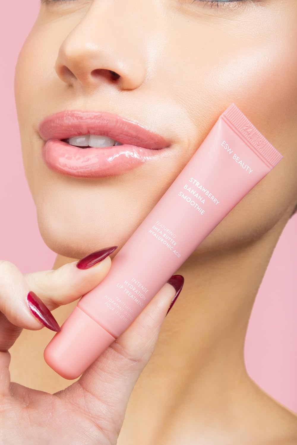 ESW Beauty Strawberry Banana Smoothie Lip Treatment - Soft Pink Nude Tint with Shea Butter