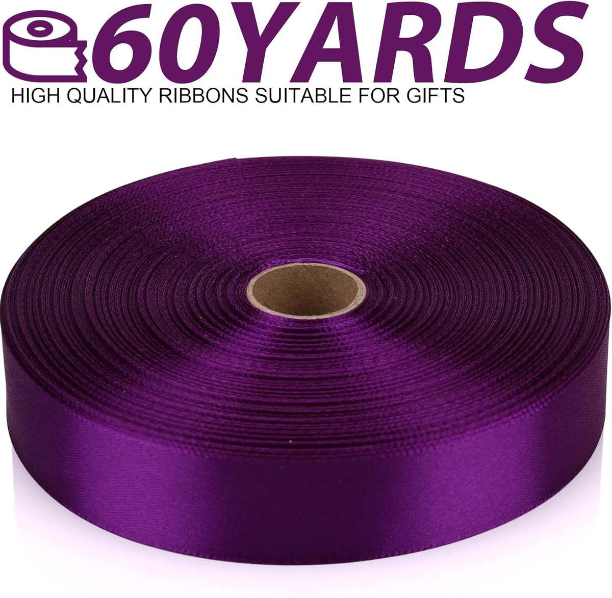Purple Ribbon 7/8 Inch 60 Yards Satin Craft Ribbon-Single Face Polyester Ribbon for Handmade