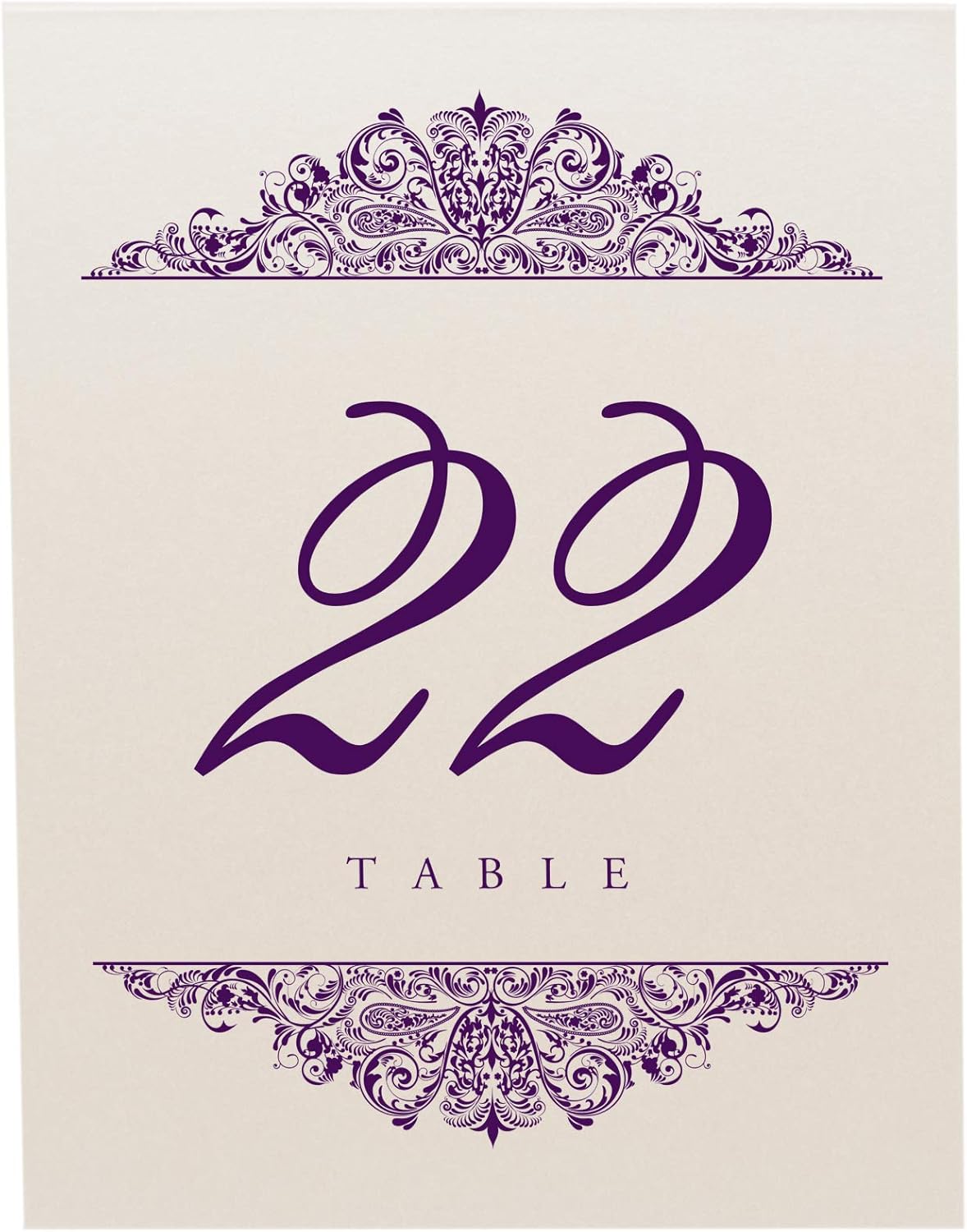 Paisley Wedding Table Numbers (Select Color/Quantity), Champagne, Eggplant, 1-15, Double Sided