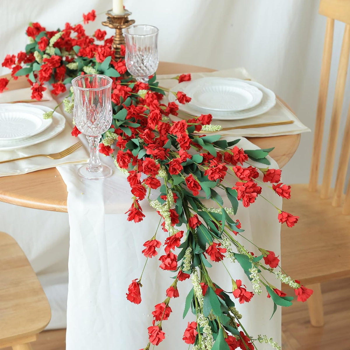 Mizii Burgundy Artificial Flower Garland 6FT Fake Wildflower Floral Garland Hanging Vines Spring