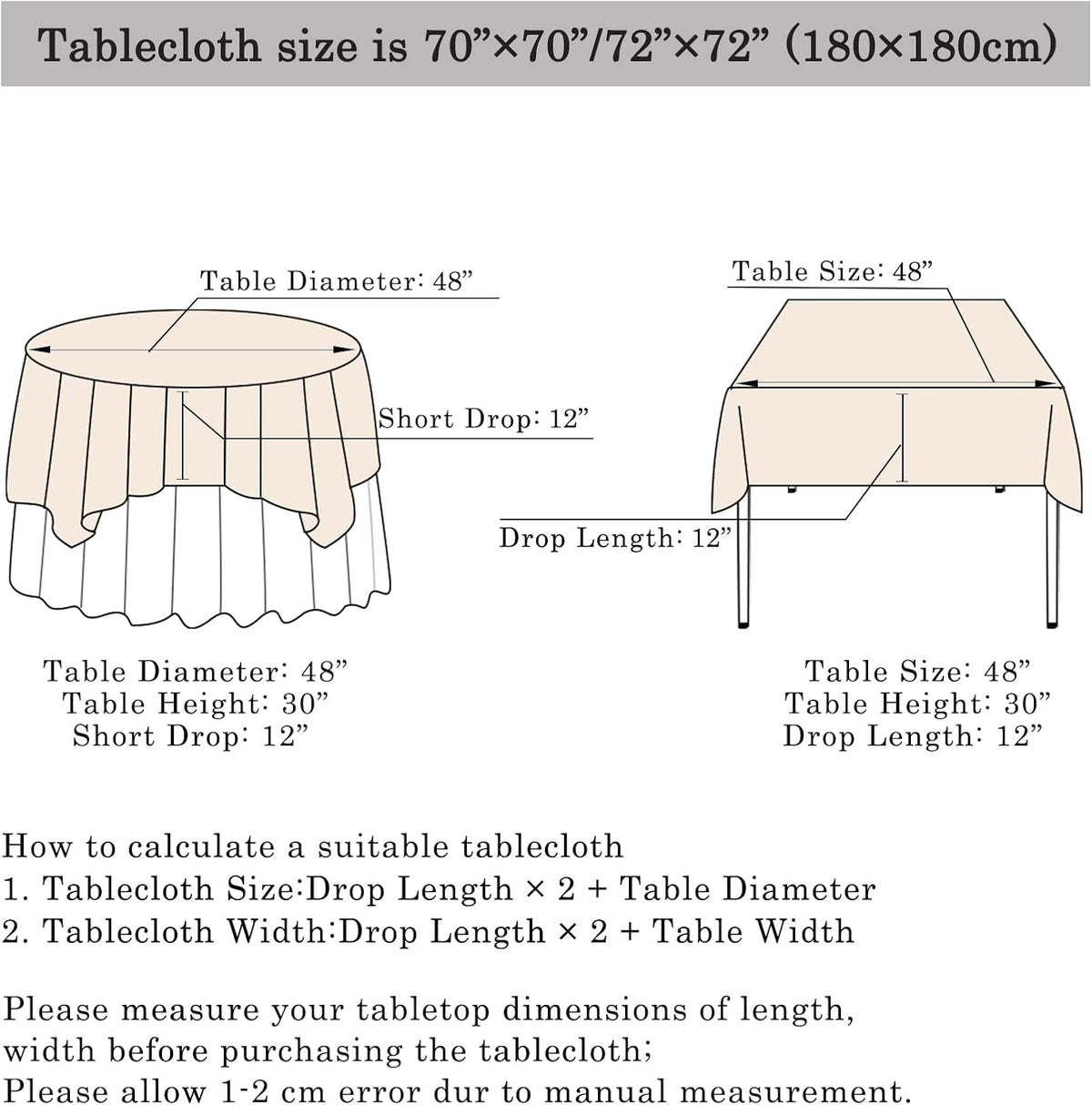 ShinyBeauty Square Tablecloth 72x72-Inch Sequin Tablecloth Overlay Baby Blue Table Cover Sequined