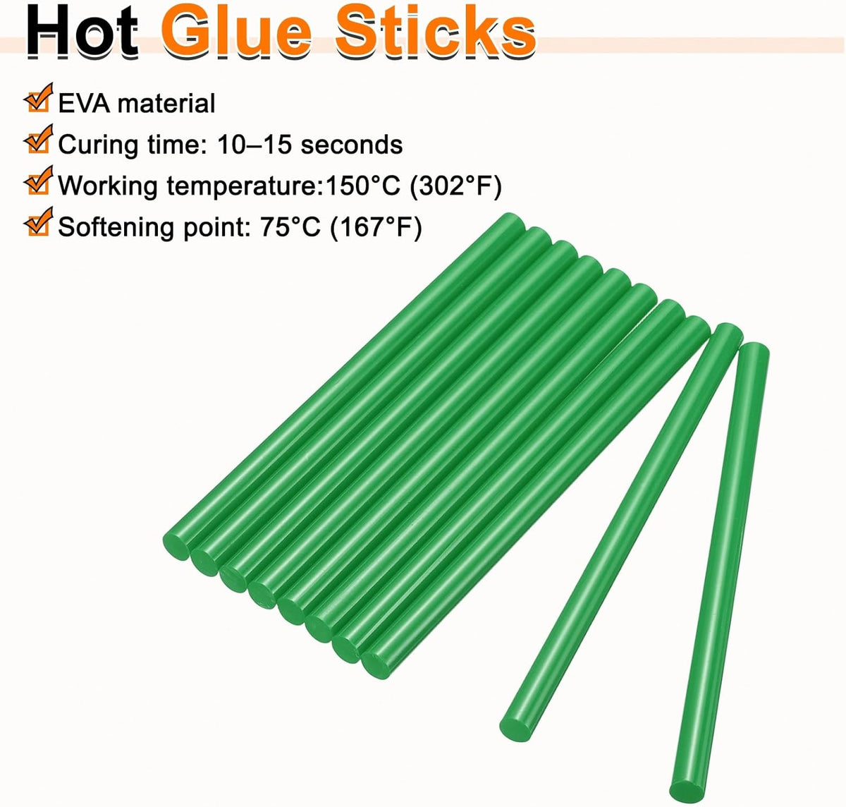 HARFINGTON 10pcs Hot Glue Sticks 0.43" Dia x 9.84" Long EVA Mini Hot Melt Adhesive Glue Stick for
