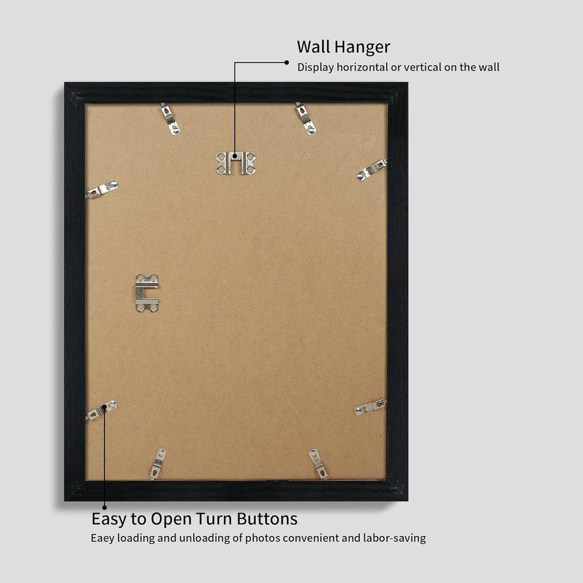 11x14 Picture Frame Set of 4 with Tempered Glass, Black Frame Display 8x10 Picture with Mat or 11 x